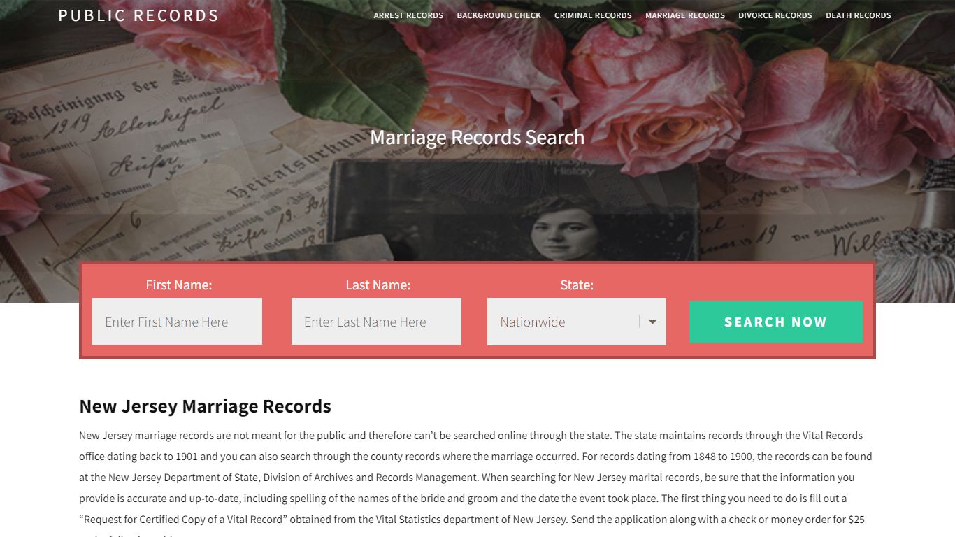 New Jersey Marriage Records | Enter Name and Search. 14Days Free